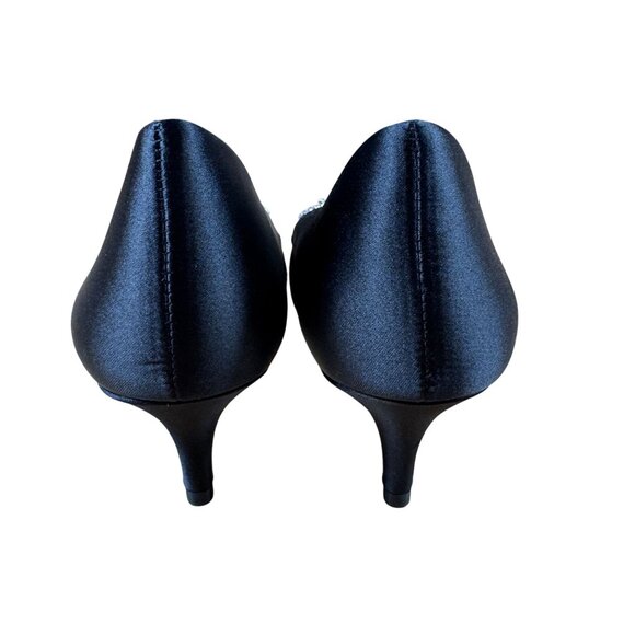 J. Crew Factory Black Crystal Bow Pointed Toe Kitten Heels Size 7.5 - Picture 8 of 8